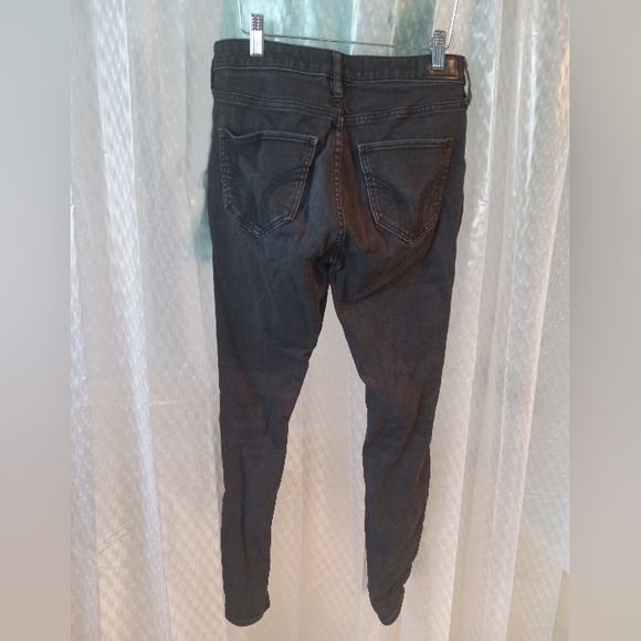 Hollister High-Rise Super Skinny Jeans Classic Stretch Black Distressed - Picture 5 of 9